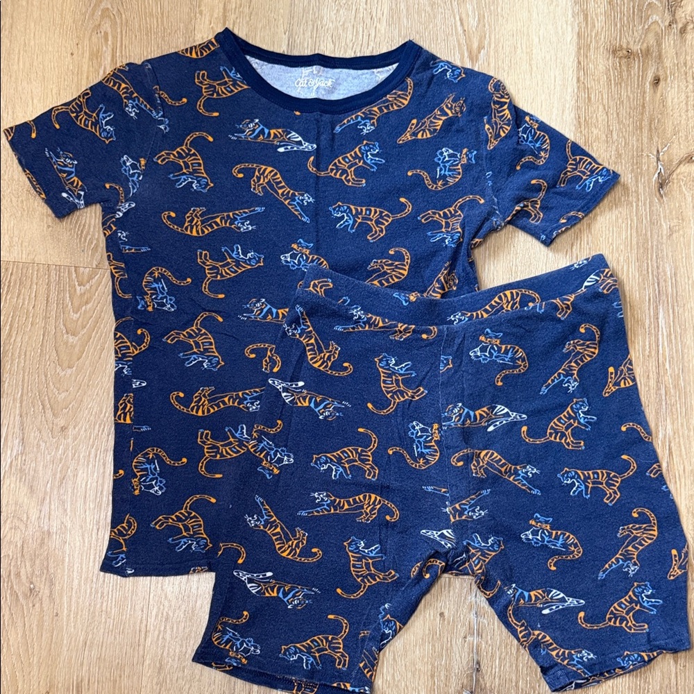 Cat & Jack Navy and Orange Tiger Pajama Set